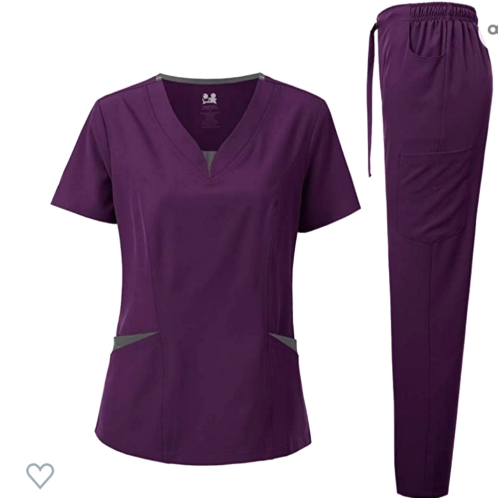 Dagacci Natural stretch eggplant purple scrubs set